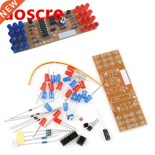 NE555 + CD4017 Dual LED Red Blue Strobe Flashing Lights DIY