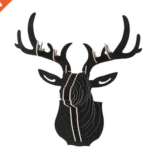D Wood Carving Deer Head Decoration Wall And Hook Door Neck