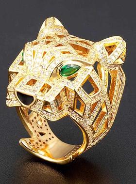 Zlxgirl jewelry Gold leopard shape animal rings for men'