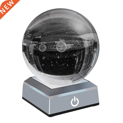 3D Solar System Model Crystal Ball 80Mm 3.15 Inch Engraved H