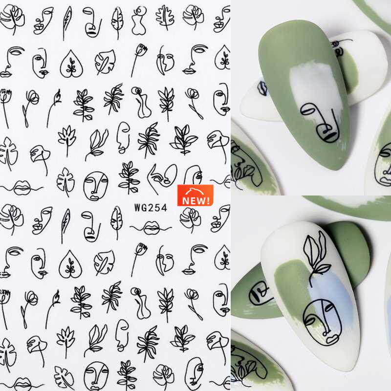 1PC 3D Nail Sticker Stick Figure Woman Face pattern special
