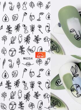 1PC 3D Nail Sticker Stick Figure Woman Face pattern special