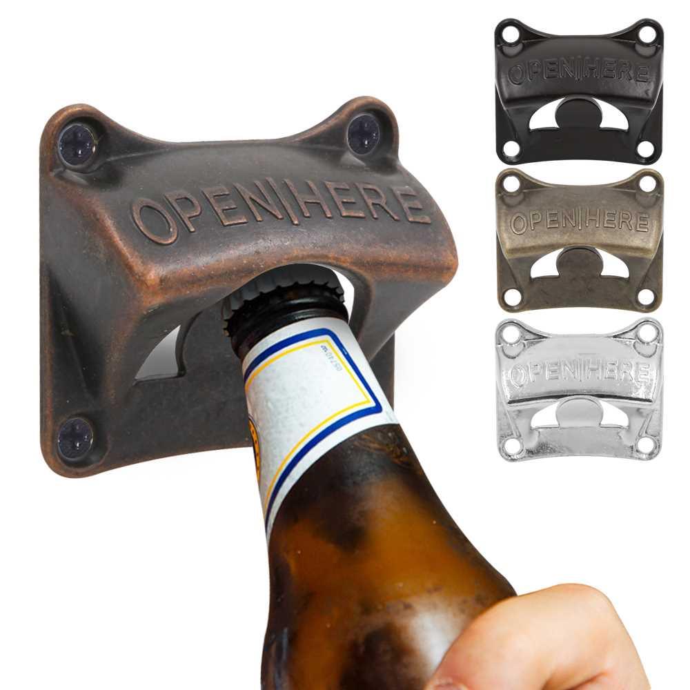 Zinc Alloy Wall-hanging Bottle Opener Beer Corkscrew Square