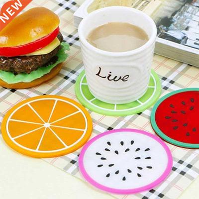 7pcs Fruit Coaster Colorful Transparent Silicone Cup Holder