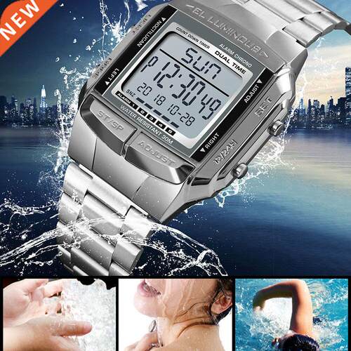 Newly Men Electronic Watch Waterproof Backlight LED Digital