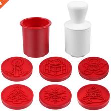 1Set Plastic Christmas Theme Cookie Hand Press Stamps Cookie