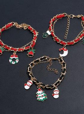 1PC Santa Claus Bracelet Alloy Pendant Christmas Happy New Y