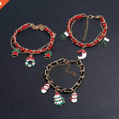 1PC Santa Claus Bracelet Alloy Pendant Christmas Happy New Y