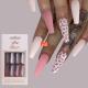 Leopard Designs Long 30Pcs Coffin French Pink Nails False