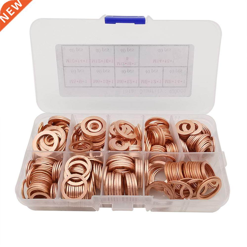 400Pcs M5 M6 M8 M10 M12 M14 Copper Sealing Solid Gasket Wash