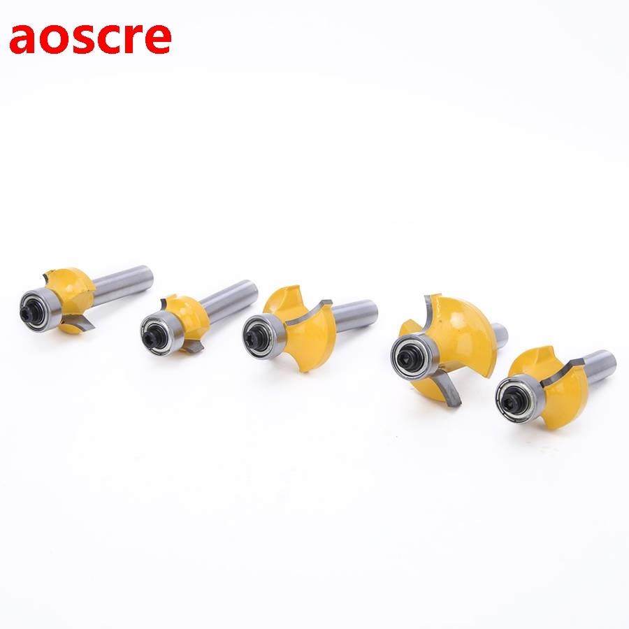 5Pcs 8mm Shank Round Over Router Bits Woodworking Milling Cu