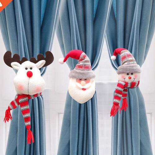 Christmas Curtain Tiebacks Santa Claus Snowman Tie Backs Hol
