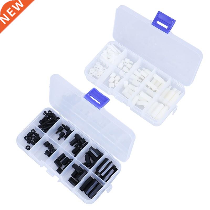 88pcs Plastic M3 Nylon Hex Spacers Screw Nut Column Kit Box