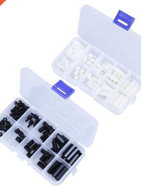 88pcs Plastic M3 Nylon Hex Spacers Screw Nut Column Kit Box