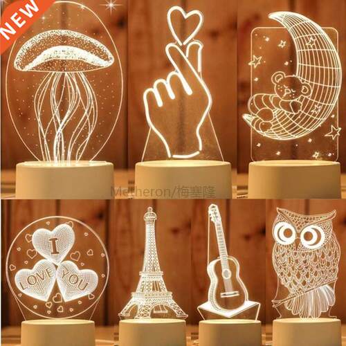 Cartoon 3D Nig Lig Cute Bear/Owl/Deer Style Desk Lamp 3