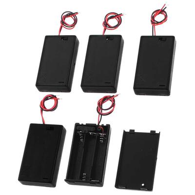 5 Pcs Rectangle Wire x1.5V AAA Cases Holders w Cover