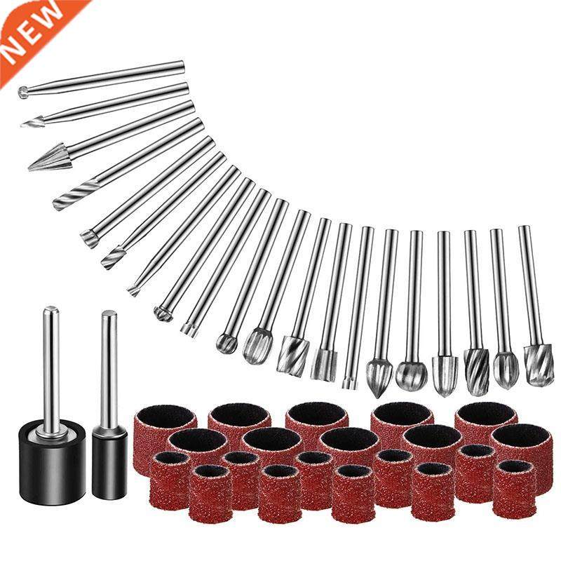 42Pcs HSS Rotry Burr Set 1/8 Shnk nd Snding Drums Kit fo