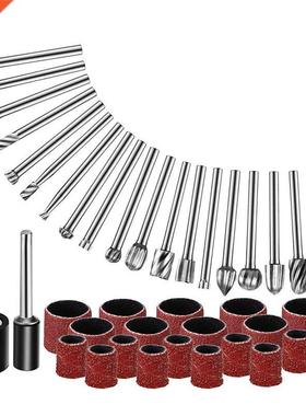 42Pcs HSS Rotry Burr Set 1/8 Shnk nd Snding Drums Kit fo