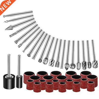 42Pcs HSS Rotry Burr Set 1/8 Shnk nd Snding Drums Kit fo