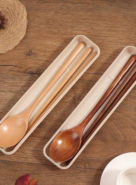 1 Pairs Chopstick +1 Spoons Portable Japanese Wooden Chopsti