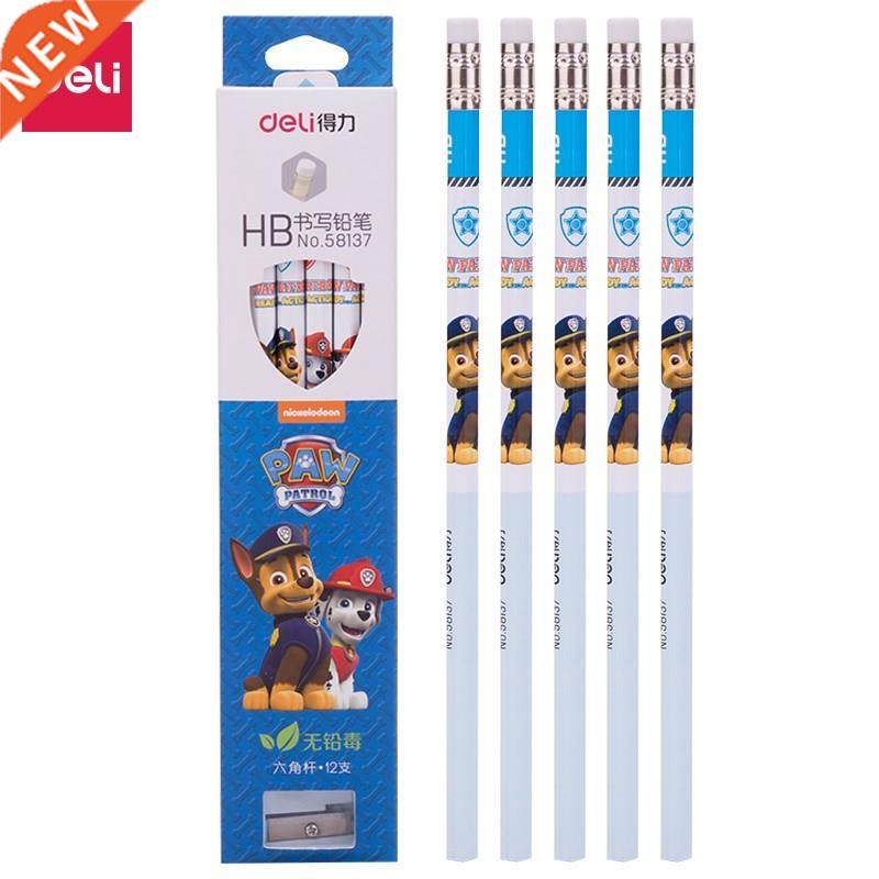 Deli 12 pcs HB standard pencils cute cartoon paw patrol woo