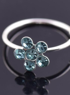 Wo Fake Crystal Nose Piercing Body Jewelry Floral Nose Hoop