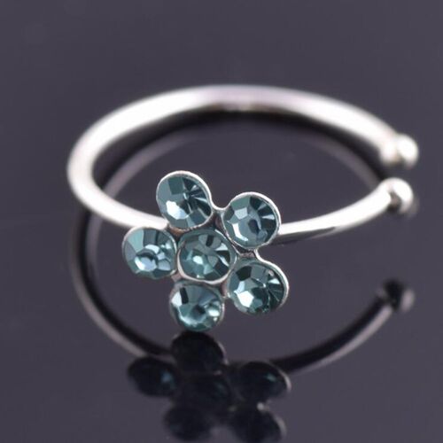Wo Fake Crystal Nose Piercing Body Jewelry Floral Nose Hoop