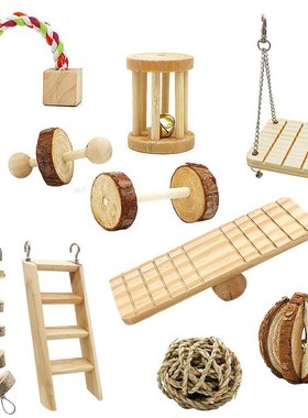 Hamster Chew Toys, 10 Pack Natural Wooden Pine Guinea Pigs R