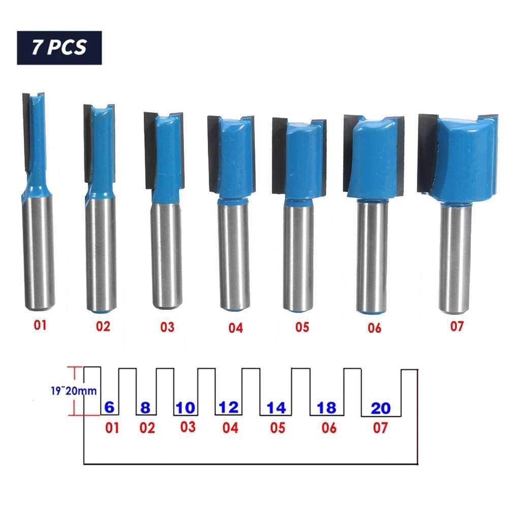 7pcs 8mm Shank Straight Woodworking Router Bit Set Carpenter