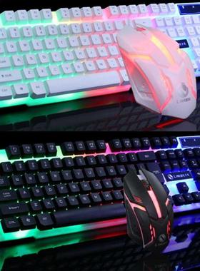 Led Glowng Computer Desktop Wred Mechancal Keyboard And M