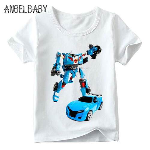 Children Tobot Print Fun T shirt Kids Summer Short Sve