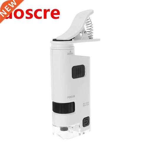 80-120X Microscope With Phone Clip LED Lamp Magnifier Loup T