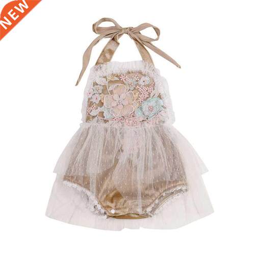 Lovely Princess Baby Girls Summer Rompers Sleeveless Halter