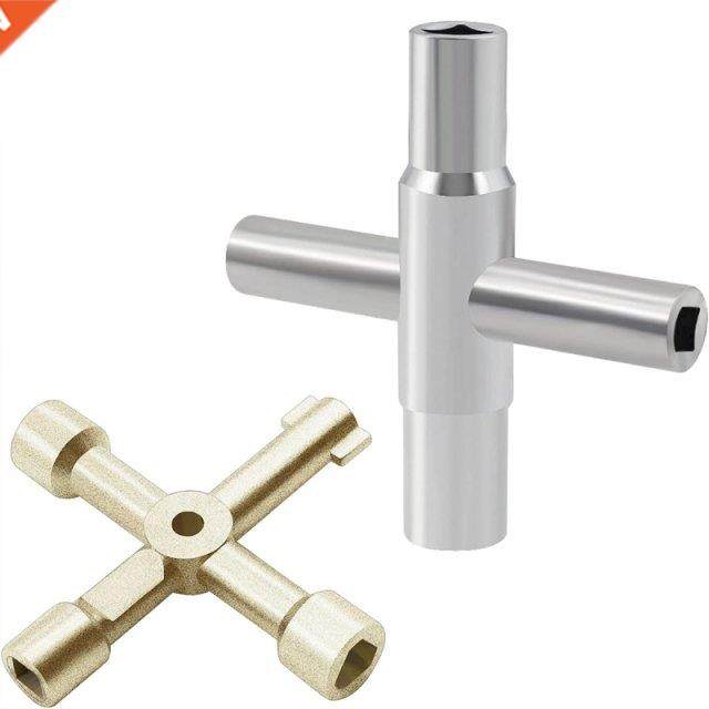 2 Peces 4-way Sllcock Key Steel Sllcock Wrench Water Utl