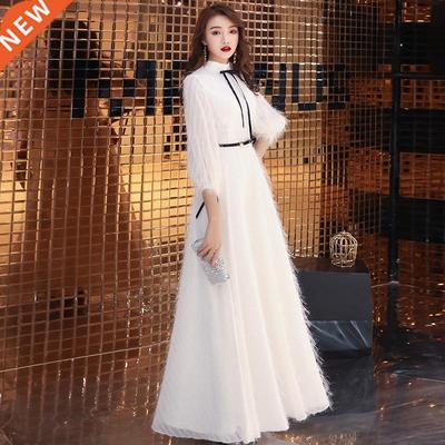 White High Neck Dresses Party A-line Floor Length Custom Plu
