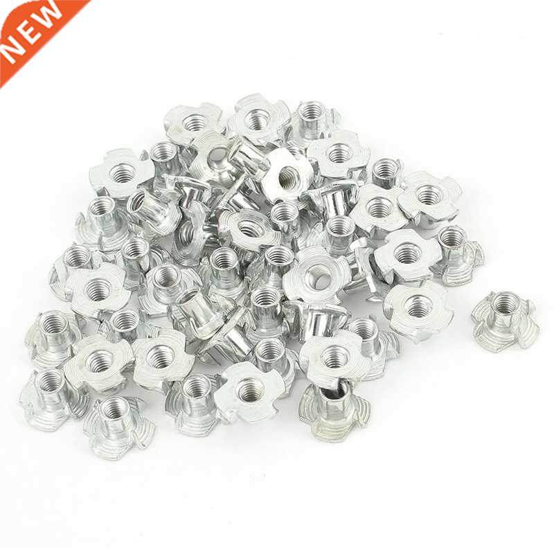50Pcs 4 Prongs Carbon Znc Plated T-Nut Tee Nut M5 x 8mm