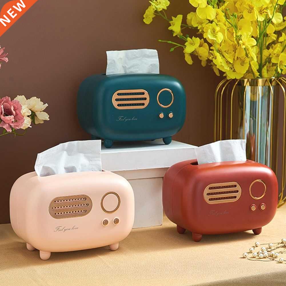 Retro Radio Model Tissue Box Desktop Paper Holder Vintage Di