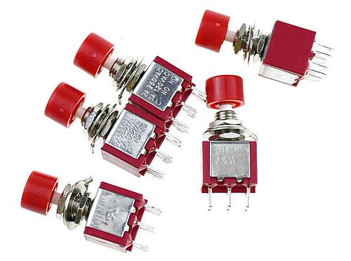5pcs AC 2A/250V 5A/120V 6 Pin DPDT Momentary Push Button Swi