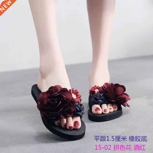 Summer flower flat shoes sand newins style shoes out of sea