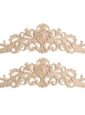 2pcs Craft Wood Cabinet Furniture Carving Corner Wood Orname