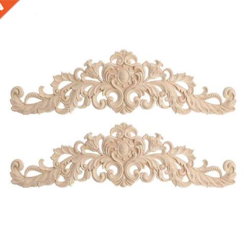 2pcs Craft Wood Cabinet Furniture Carving Corner Wood Orname
