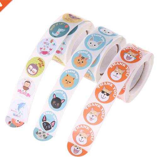 500Pcs/roll Thank You Animals Stickers Seal Label Sticker De