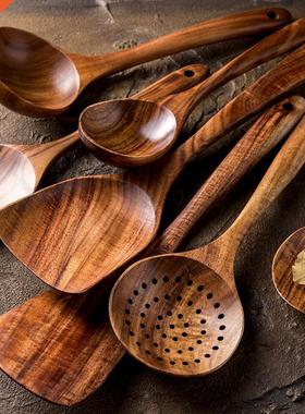 Thailand Teak Natural Wood Tableware Spoon Ladle Turner Long