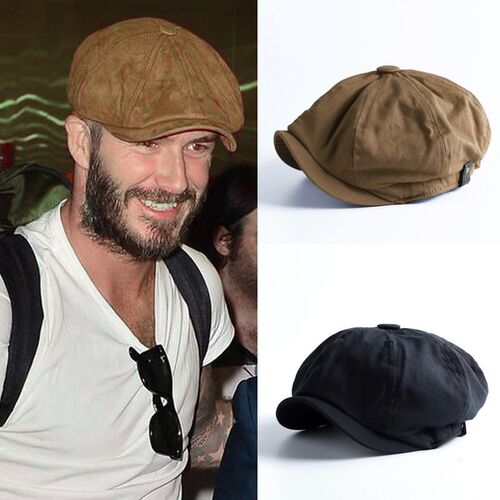 Men Newsboy Cap Herringbone Baker Boy Cabbie Flat Hat Retro