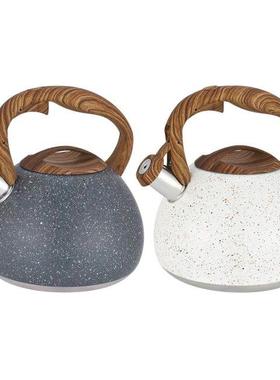 Stove Top Whistling Tea Kettle Wood Pattern Handle Teapot fo