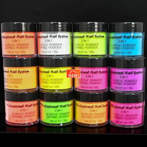 12 Colors 1 oz Acrylic powder neon coral acrylic powder