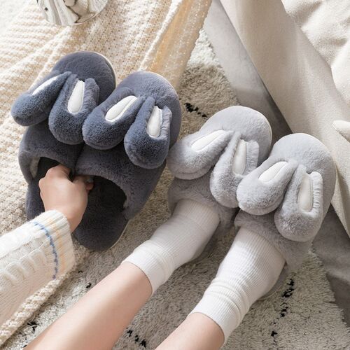 Fashion Women Slippers Winter Warm Fur Shoes Men Couples Cut