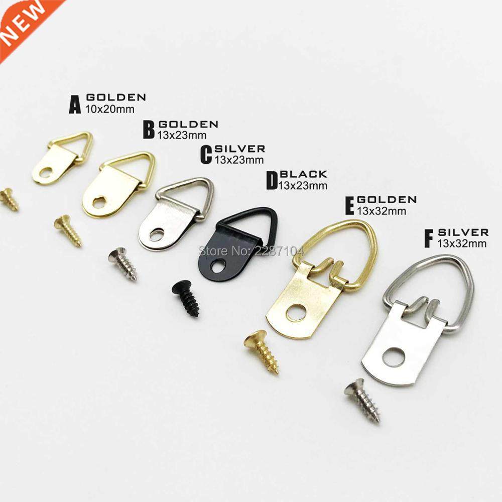 50pcs Golden Silver Black Triangle D-Ring Hanging Oil Painti