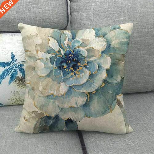 45*45cm Pillow Case Flowers Birds Cushion Cover Flax Throw P