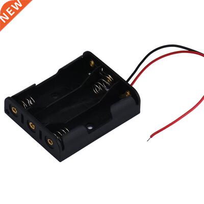 Box Holder For 3 x AA Black With Wire Leads Plastic Battery